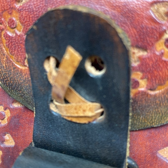 Chile Red Suede Bucket Purse Backpack - Picture 9 of 17